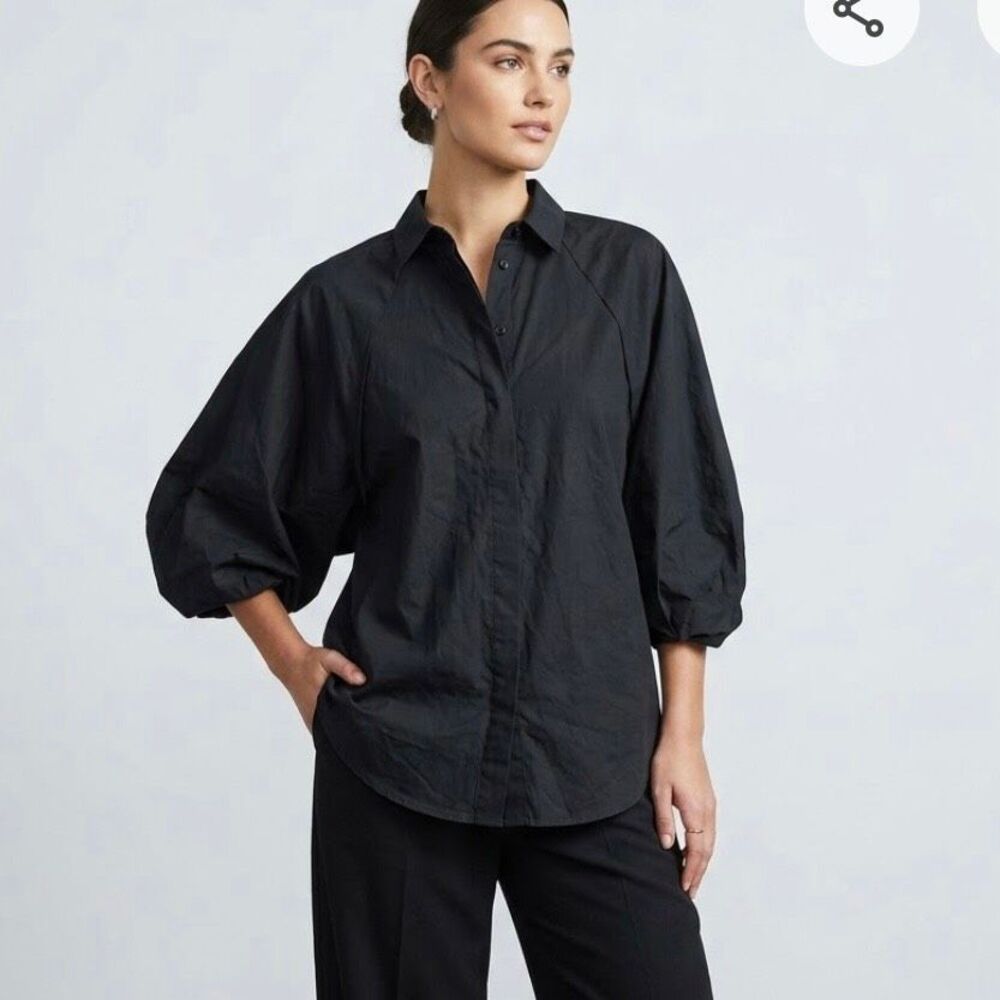 Schai NYC Luxury Designer textile from Italy Button-Up Mac oversized lantern sle